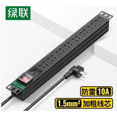 綠聯(lián)(UGREEN) 插座 PDU機柜插座 8位10A插排國標機房接線板